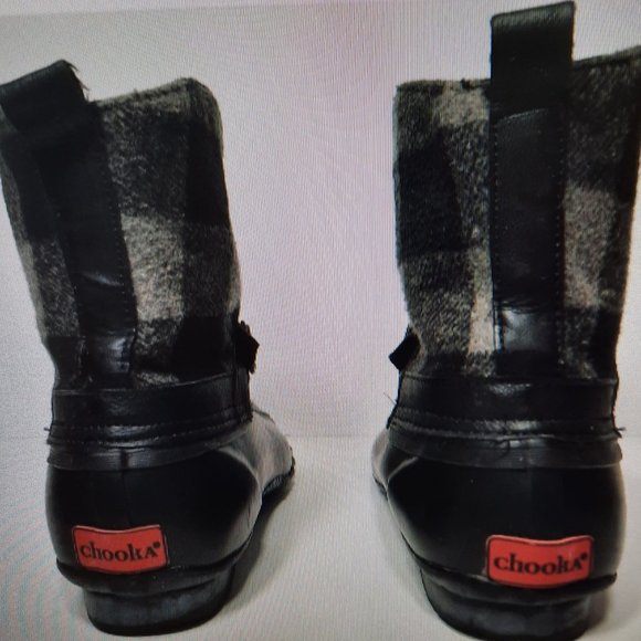 Chooka Eastlake Wool Quilted Duck Boots Waterproof Blk/Gray Duck Boots Size 10 - Picture 4 of 11